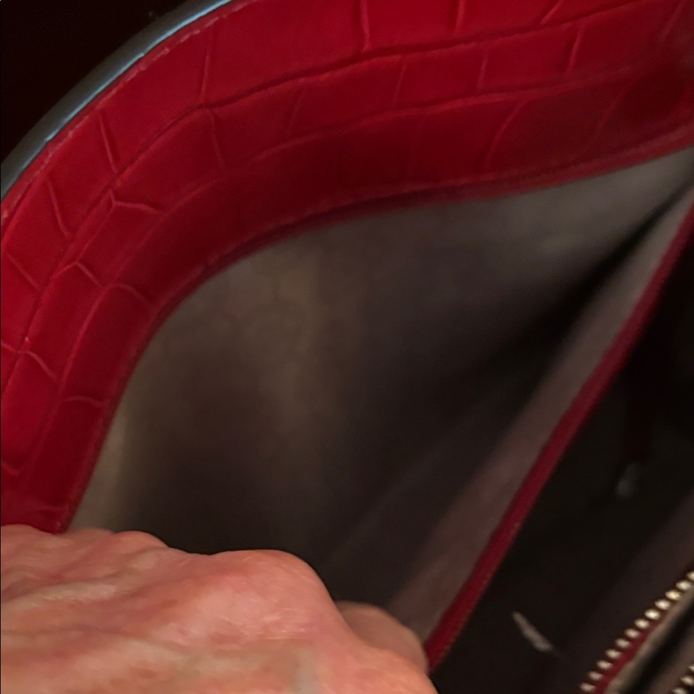 Michael Kors Dillon Large Red Croc-Embossed Satchel - Picture 15 of 16